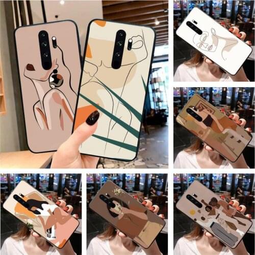 Abstract fashion vintage girl minimalist art Phone Case for Redmi 9A 8A 7 6 6A Note 9 8 8T Pro Max Redmi 9 K20 K30 Pro