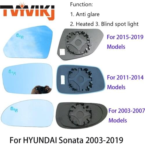 TVYVIKJ side rearview mirror blue glass lens with blind spot light For HYUNDAI Sonata 2003-2019 anti glare outer door mirror
