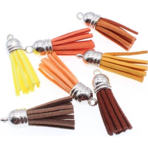 CHONGAI 20pcs 38mm Fiber Fringe Suede Tassel Key Chains For DIY Jewelry Accessories