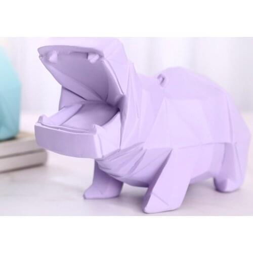 Color Hippo Piggy Bank Home Childrens Cute Abstract Pink Hippopotamus Resin Statue Animal Decorations Craft Kids Birthday Gift