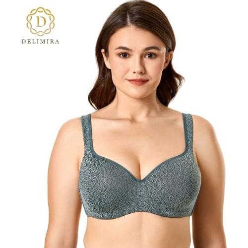DELIMIRA Womens Seamless Balconette Bra Plus Size Full Coverage Underwire Support Slightly Padded Smooth