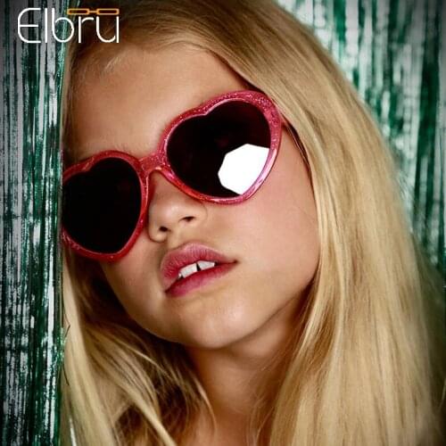 Elbru Baby Fashion Sunglasses Children Heart Shaped Sun Glasses UV Protection Sunshades For Boys Girls Colorful Eyewear For Kids