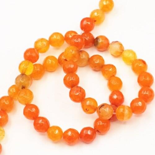 6 8 10 12mm Faceted Round Onyx Agates Loose Bead Natural Stone Beads Carnelian Accessories Crafts for Jewelry Making 15inch A360