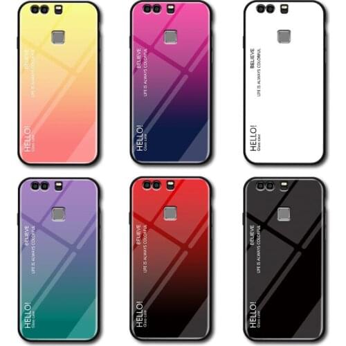 Huawei P9 Plus VIE-L09 VIE-L19 Case Gradient Aurora Tempered Glass Colored Back Cover Case for Huawei Ascend P9 EVA-l19 EVA-L09