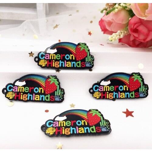 Kawaii Colorful Strawberry letters Flat back Acrylic sheet Miniature pattern 6 PCS scrapbook DIY Wedding 1 hole Home Decor