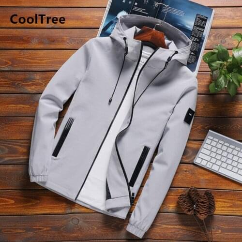 CoolTree Men Jackets Spring Autumn Casual Solid color Hooded Coats Fashion Male Slim Fit Zipper Outerwear Brand Clothing 5XL