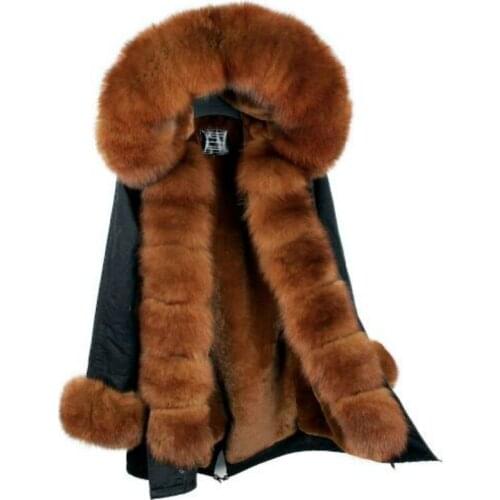 Maomaokong 2020 new women outwear thick warm real fox fur collar faux fur Liner long winter jacket