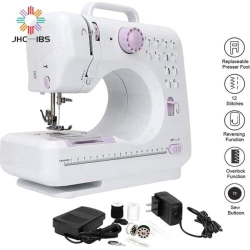 Mini 12 LED Stitches Sewing Machine Household Multifunction Double Thread And Speed Free-Arm Crafting Mending Machine