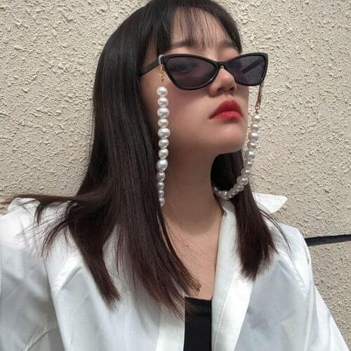 Fashion Multi-layer White Imitation Pearl Sunglasses Chain Chic Asymmetric Metal Glasses Chain Reading Glasses Chain Cord Holder