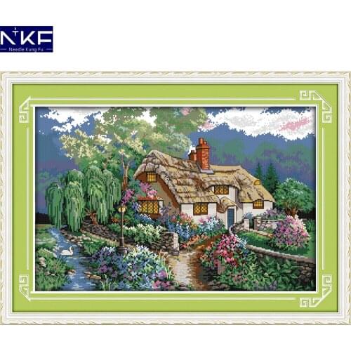 NKF Sunset Embroidery Cross Stitch Kits Needlework Scene cross stitch For Home Decoration