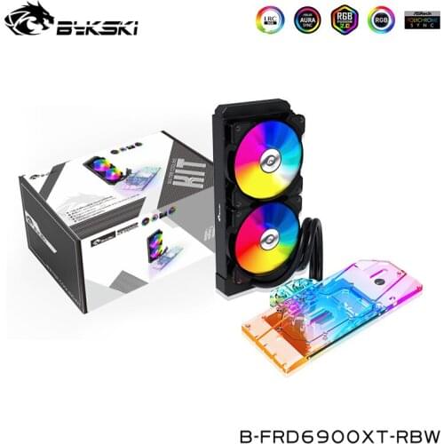 Bykski GPU AIO Water Block Kit For AMD Founders Edition RX6900XT,RX6800XT,6800 VGA Card,With Pump,Radiator,Fan,B-FRD6900XT-RBW