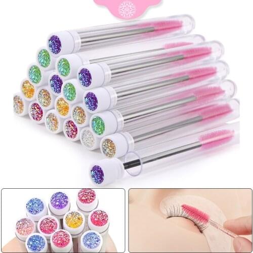 New 10/20Pcs Reusable Eyebrow Brush Separate Tube Mascara Stick Applicator with New Eelash Resin Drill Replaceable Makeup Brush