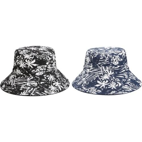 Unisex Cotton Tree Bucket Hat Women Summer Sunscreen Panama Black Bob Men Solid Outdoor Folding Fisherman Beach Teenage Cap