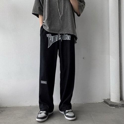 Casual Sport Sweatpants Harajuku Wide Pants Men Streetwear Running Skateboard Pants Techwear Clothes Black Gray White