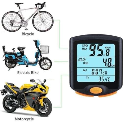 Wired/Wireless Bicycle Speedometer Digital Bike Computer Multifunction Waterproof Bike Computer 4 Line Display with Backlight