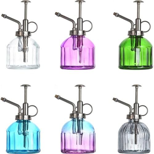 Transparent Glass Watering Spray Bottle,Plant Mister with Plastic Top Pump, Glass Watering Can for Indoor Potted Plant Outdoor