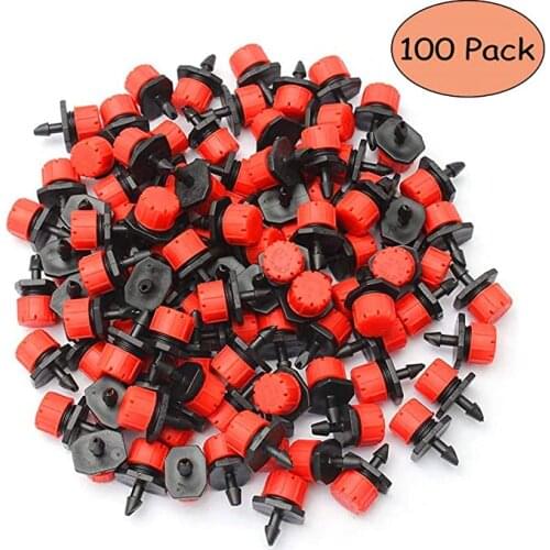 100pcs Adjustable Micro Drip Irrigation System Watering Sprinklers Anti-clogging Emitter Dripper Garden Supplies 1/4" Barb