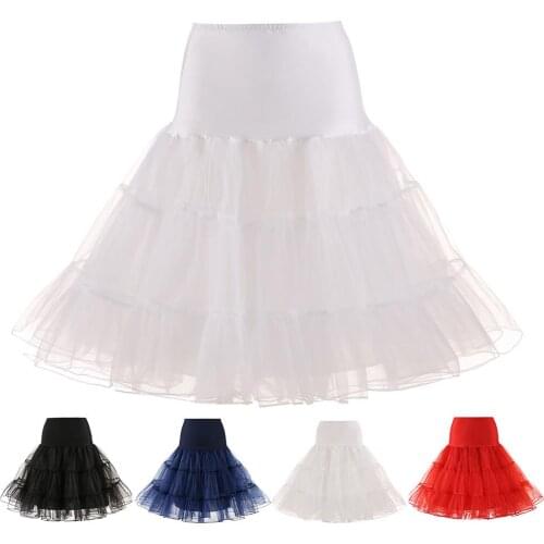 Retro Women Solid Color Wedding Bridal Underskirt Crinoline Tulle Petticoat Bridal Petticoats Lady Girls Underskirt