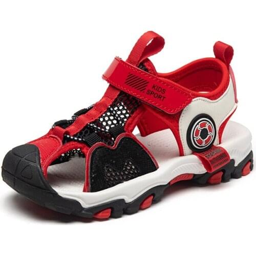 2021 New Summer Boys Sandals Childrens Luxury Anti SlipSoft Bottom Barefoot Flats Shoes Casual Brand Sports Zapatos 4-7 Old Kids