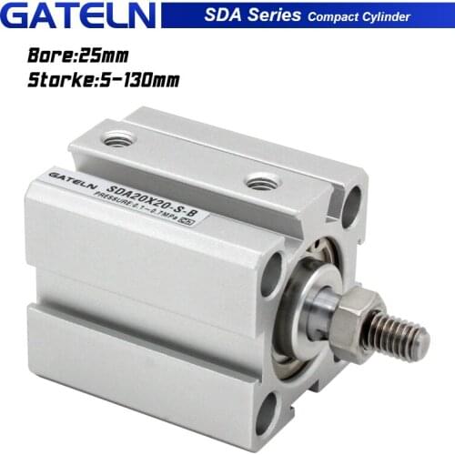 SDA25-B air pneumatic cylinder double acting compact cylinder SDA25-B stroke 5-100mm male thread SDA25x20-B SDA25X20-B-S