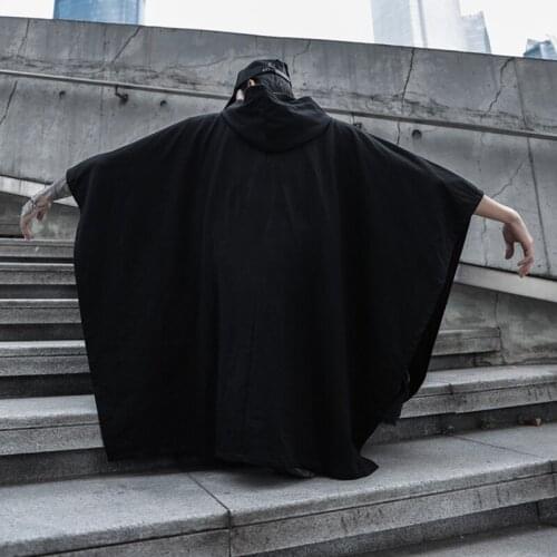 Spring and Autumn New Male loose bat cape handsome in long hoodie youth casual trench coat hoodie coat