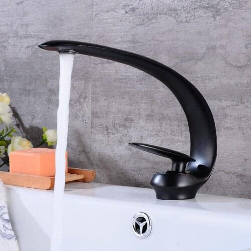Bathroom Basin Faucet Black Oil Brushed Solid Brass Unique Design Sink Mixer Tap Hot and Cold Basin Mixer Bathroom Crane