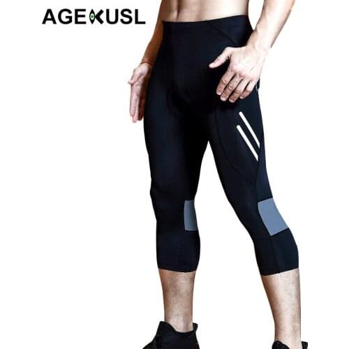 TWTOPSE Compression Cropped Cycling Tight Pants GEL 3D Pad Men MTB Bike Road Bicycle Trousers Breathable Anti-sweat Clothes 2019