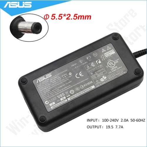 19.5V 7.7A 150W 5.5*2.5mm AC Adapter Power Charger For ASUS VX7 G73S G74 G53S G74S G53SX K72 N76 N193 G74SX-A2 F620 F630 Laptop