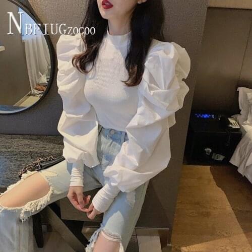 Office Lady Spring Autumn Women Blouses Elegant Work Wear Knitting Patchwork Female Blouses
