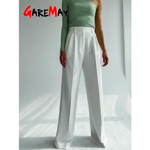 Womens Office Pants Suit Style Classic Autumn Elegant Formal Wide Leg Trousers Work Vintage Straight Pants for Women