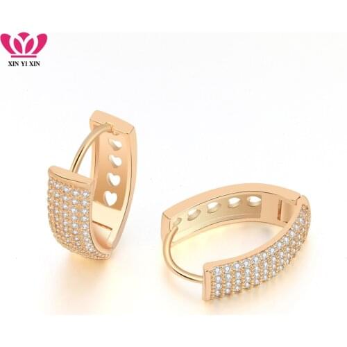 Women Luxurious Gold Cubic Stone Hoop Earrings Geometric Earring for Women Color Crystal Earrings Wedding Party Jewelry Gift