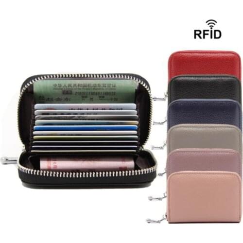 Genuine Leather Business Women Card Holder Cards Female Card Pack Real Leather CardHolder Zipper Credit Card Holder By 12 Slots