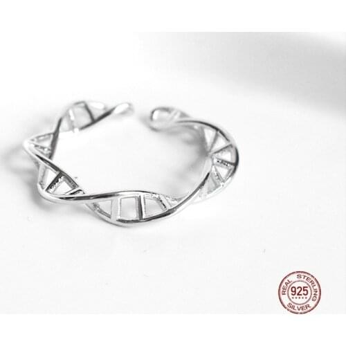 LKO 925 Sterling Silver Simplicity Hollow Wave Finger Ring Weave Open Ring Jewelry For Women Fashion Jewelry Gifts