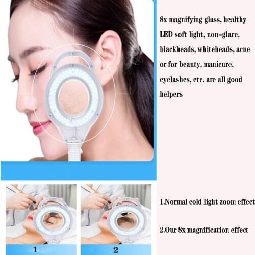 10X Dimmable 120 LED Magnifying Floor Stand Lamp Magnifier Glass Cold Ligth Len Beauty Facial Light For Salon Nail Tattoo 220V