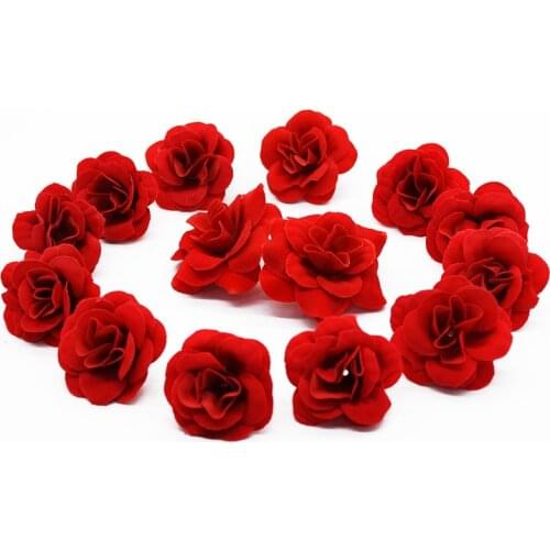 20 Pieces 3.5cm 5cm Red roses Artificial flower Home decoration accessories Wedding Diy Wrist flower Headdress Festival supplies