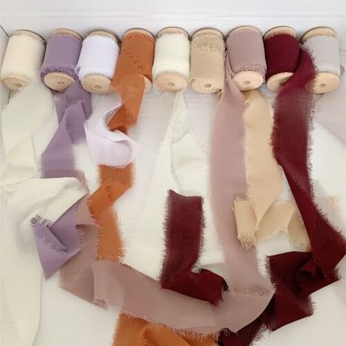 3.5cmX5meters Handmade Chiffon Frayed Ribbon Silk Ribbon Wedding Bouquets Invitation Backdrop Decor Flatlays