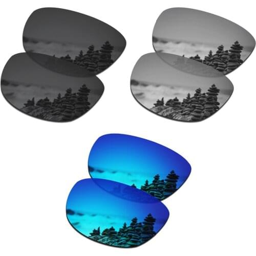 SmartVLT 3 Pairs Polarized Sunglasses Replacement Lenses for Oakley Trillbe X Stealth Black and Silver Titanium and Ice Blue