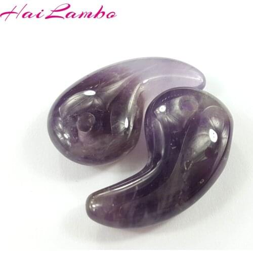5pcs HaiLambo RomanticAmethyst Purple Crystal Hand Carved Magatama Pendant Comma Beads Classic Jewelry Pendants for Gift GY05