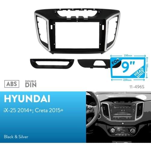 9 inch Car Fascia Radio Panel for HYUNDAI ix25 iX-25 2014+; Creta 2015+ Dash Kit Install Facia Bezel Adapter Trim Plate Console