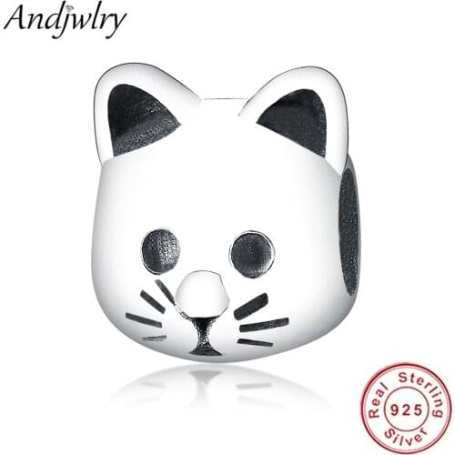 925 Sterling Silver Fit Original Pandora Charms Bracelet Beads Lovely Cat Animal Charm Beads for Making DIY Bracelet Berloque