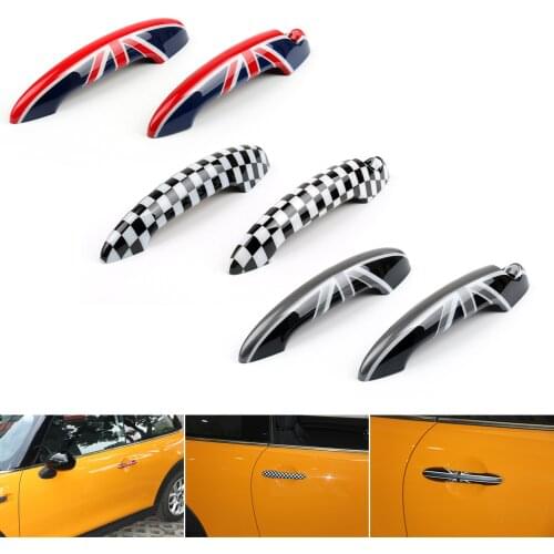 Artudatech Union Jack UK Flag Checkered Door Handle Cover For Mini Cooper R50 R52 R53 R55 Accessories
