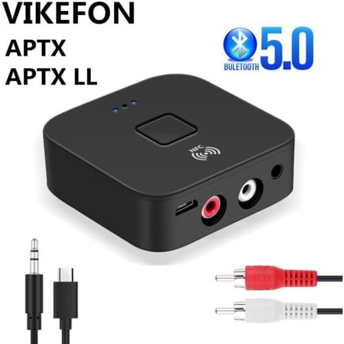 Bluetooth 5.0 RCA Audio Receiver APTX LL 3.5mm 3.5 AUX Jack Music Wireless Adapter With Mic NFC For Car TV Speakers
