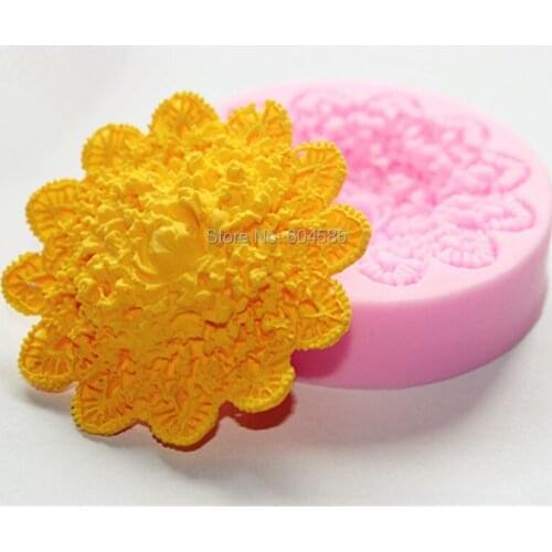 Big flower silicone fondant cake molds soap chocolate mould for the kitchen baking Sugarcraft FM057