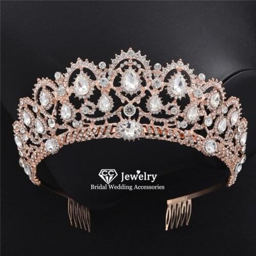 CC Crown Tiara Hairband Headband Wedding Hair Accessories for Women Bride Baroque Style High Quality Big Crowns With Combs YQ07