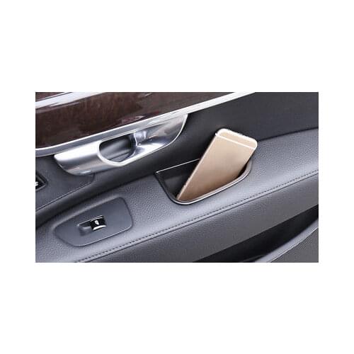 Black Interior Front Side Door Storage Box Holder 2pcs For Volvo S90 2016-2018
