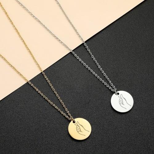 Cxwind Fashion Than Heart Gesture Necklace for Women Hand Pendant Gold Necklace Coin Disc Charm Dainty Birthday Jewelry Gift