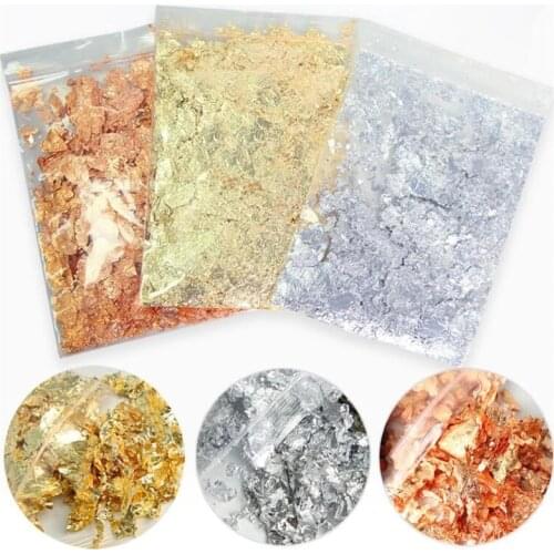 Decorative Gold Leaf Flakes 2g Gold Silver Confetti DIY Nail Art Painting Material Decorating Foil Paper Party Supplies