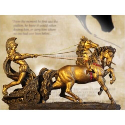 Ancient Roman armour Spartan warrior statue model chariot handicraft creative bar and cafe Crafts Arts decoration