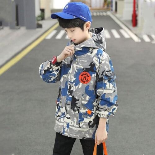 Childrens clothing boys casual camouflage hooded jacket spring / autumn new childrens coat 4-12 years old