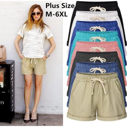 Summer Cotton Shorts Women Fashion Casual Large Size Short Pants Loose Slim Female shorts Plus Size M-7XL